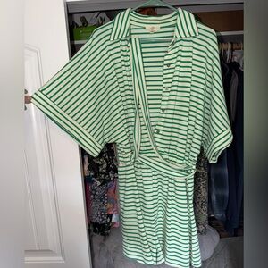 Entro Green and White Striped Jumpsuit